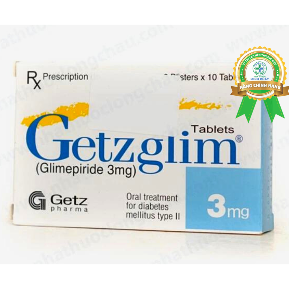 Thuốc Getzglim 3mg điều trị tiểu đường type 2 (2 vỉ x 10 viên)
